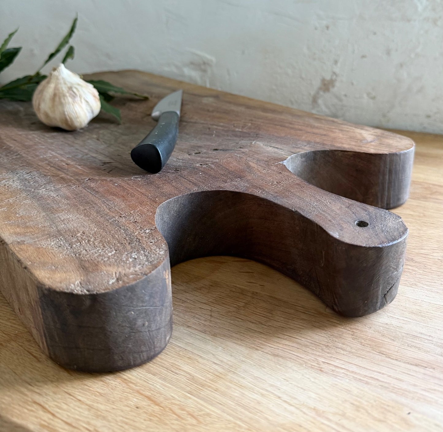Large Chunky Antique French Wooden Chopping Board Rustic Country 52cm5