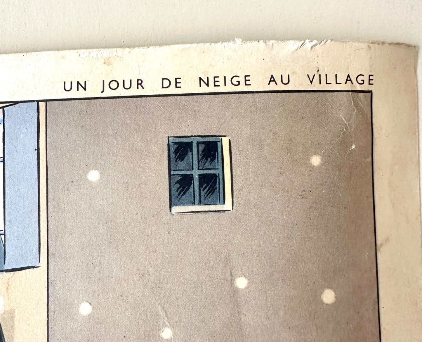 1950s or 60s vintage French school poster doubledsided snow scene + post office2