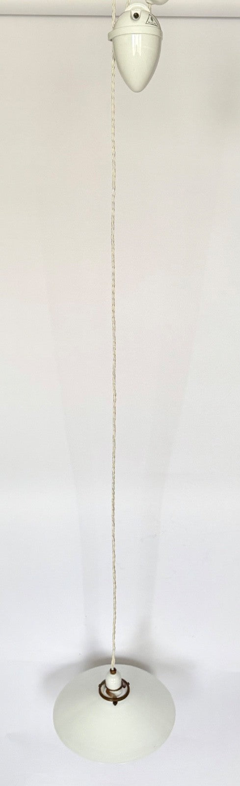 Vintage 1930s original French rise & fall ceiling light opaline glass shade H3