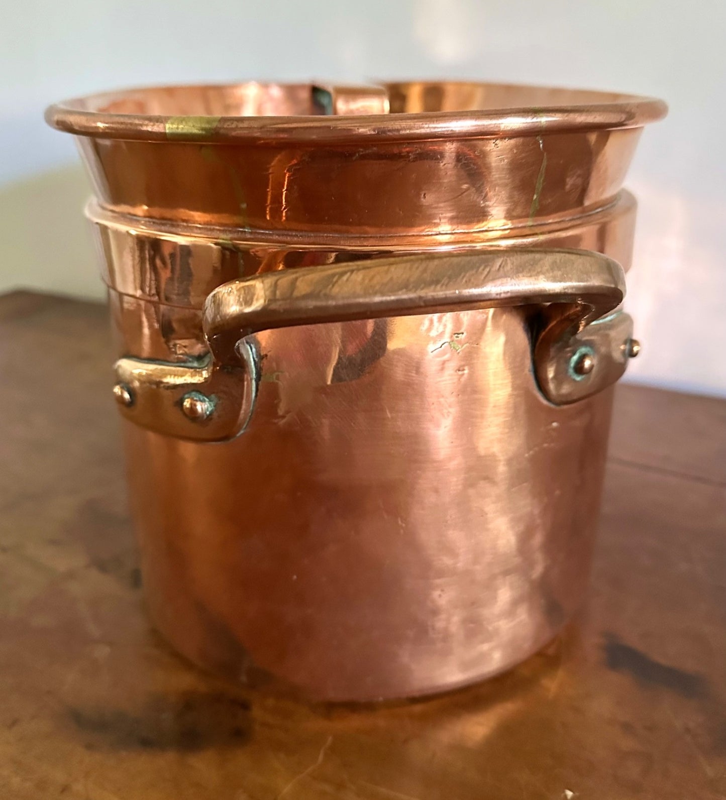Antique French copper braisière 18thC daubière 41cm dovetail roasting pan7