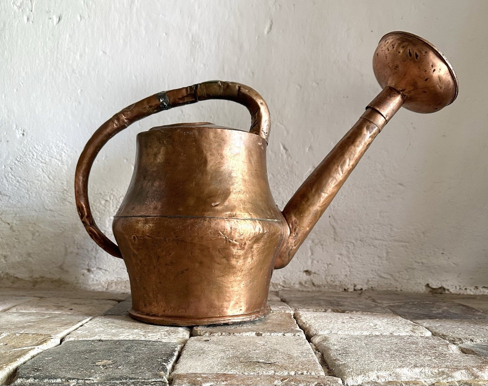 Antique French Hammered Copper Watering Can 1800s Large Rose Garden Arrosoir1