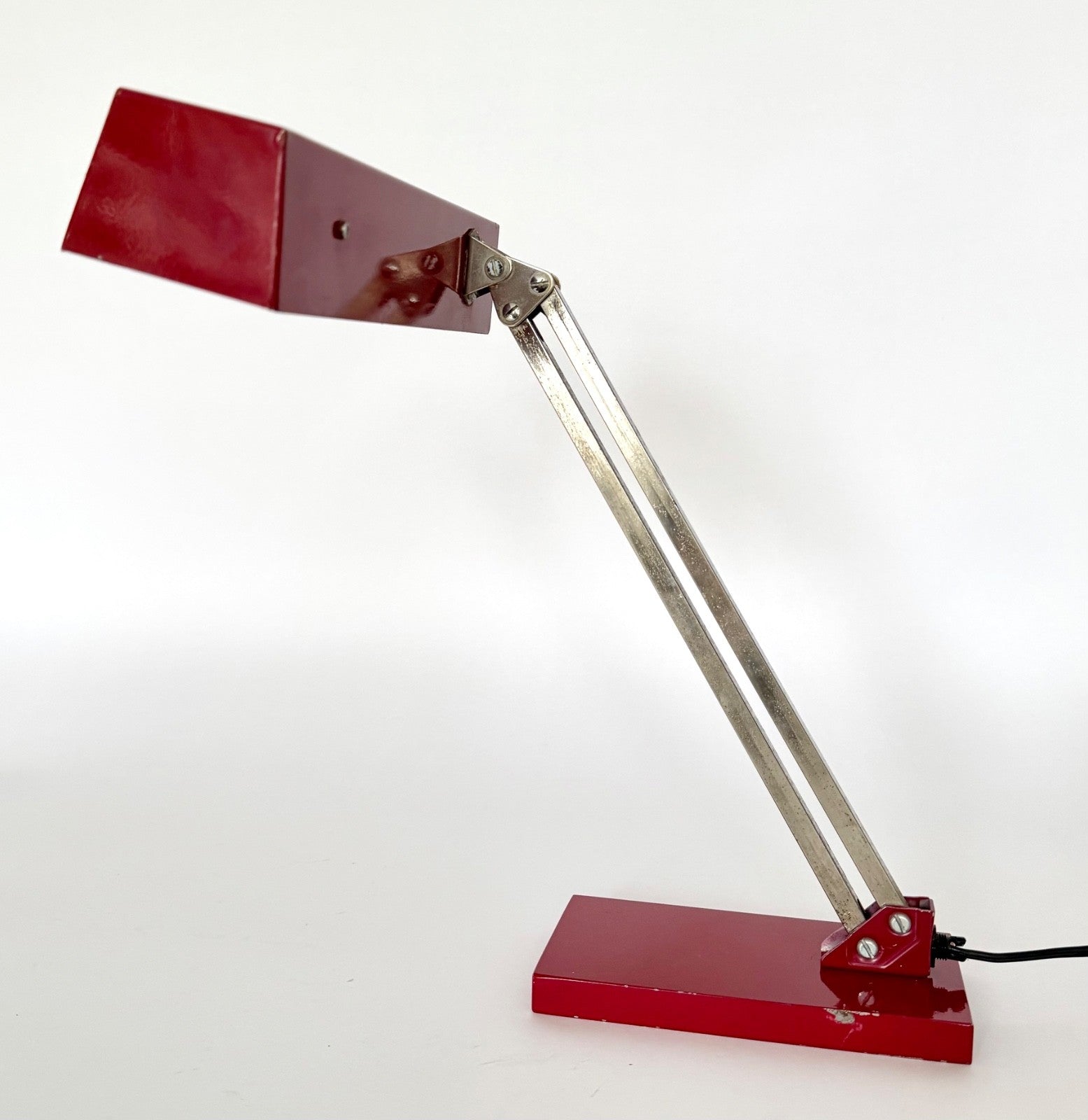 Vintage Pfaffle Desk Lamp 1950s German Mid-Century Adjustable Red Metal Chrome3