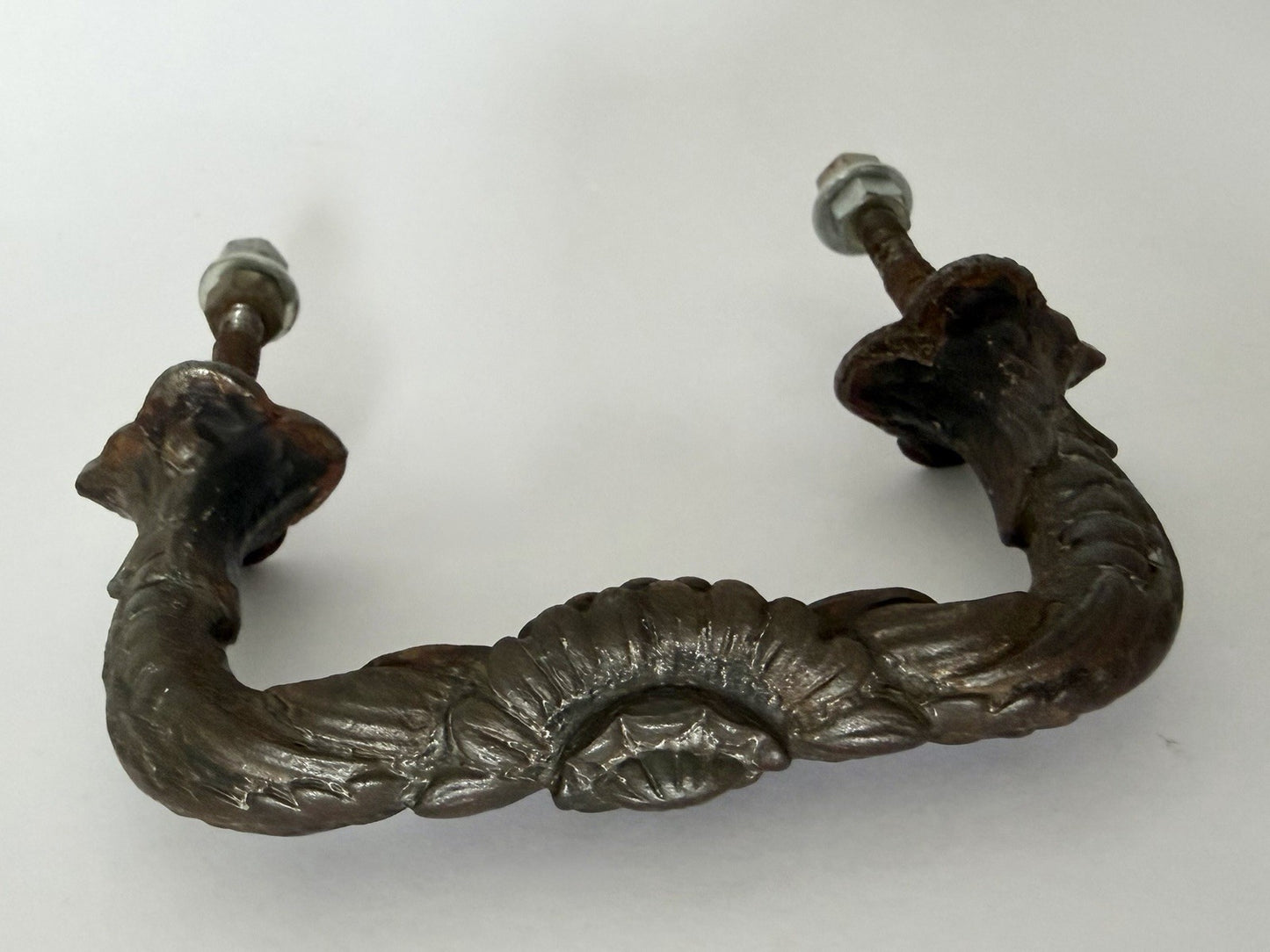Antique Cast Iron Door Pull Handle Ornate French 19th Century Original2