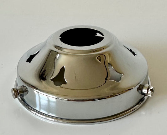 Chrome plated 3 1/4" light shade gallery 28mm hole for B22 bulbholder UK made0