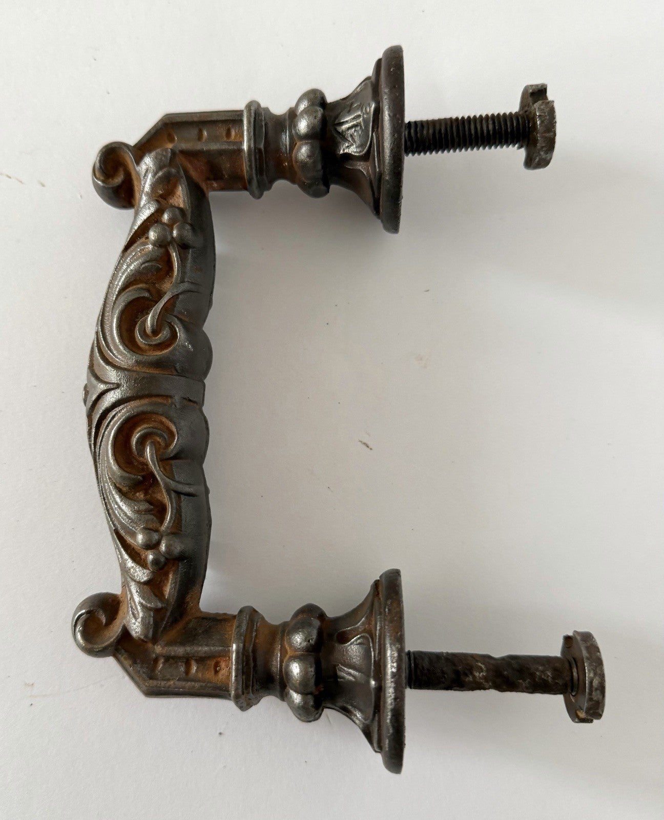 Antique Cast Iron Ornate Door Pull Handle French 19th Century Original0