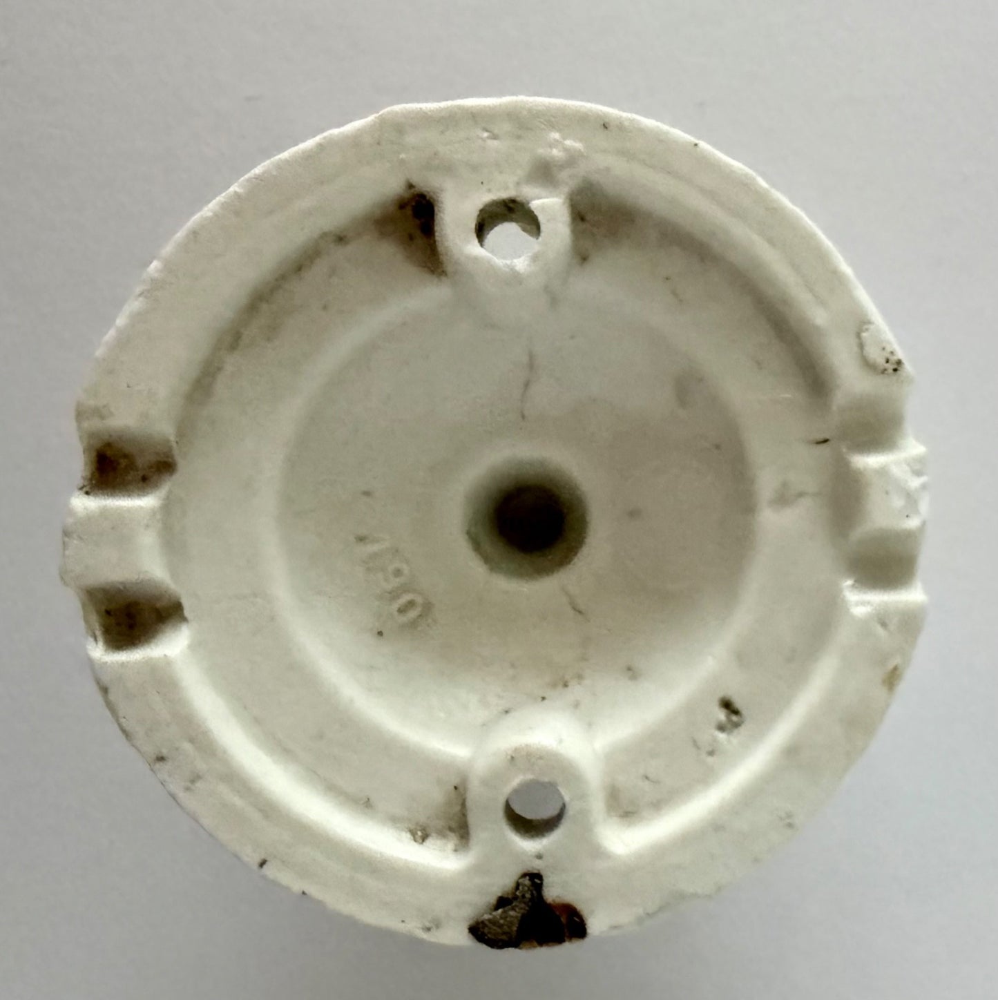 Small Vintage French patterned ceiling rose plate ceramic porcelain white 7cm2