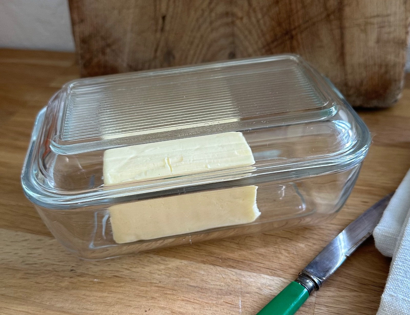 Vintage French Arc Pyrex Heavy Glass Butter Dish with Lid 1960s1