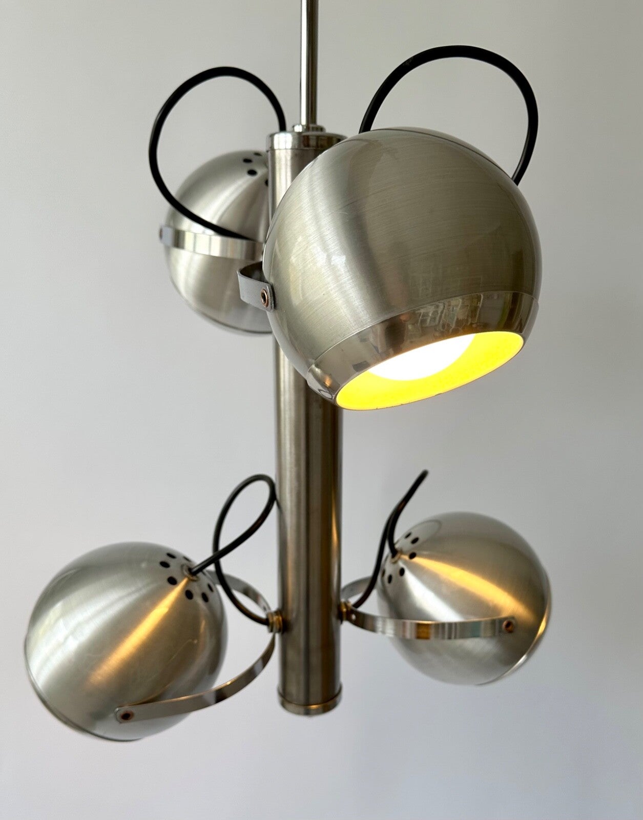 Vintage Space Age Eyeball Ceiling Pendant Lamp Lights Spun Aluminium 70s3