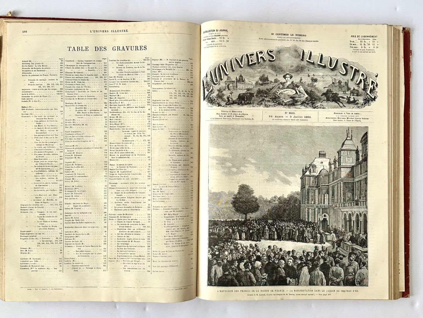 Bound volume L'Univers Illustré 1886 French weekly journal b&w engravings13