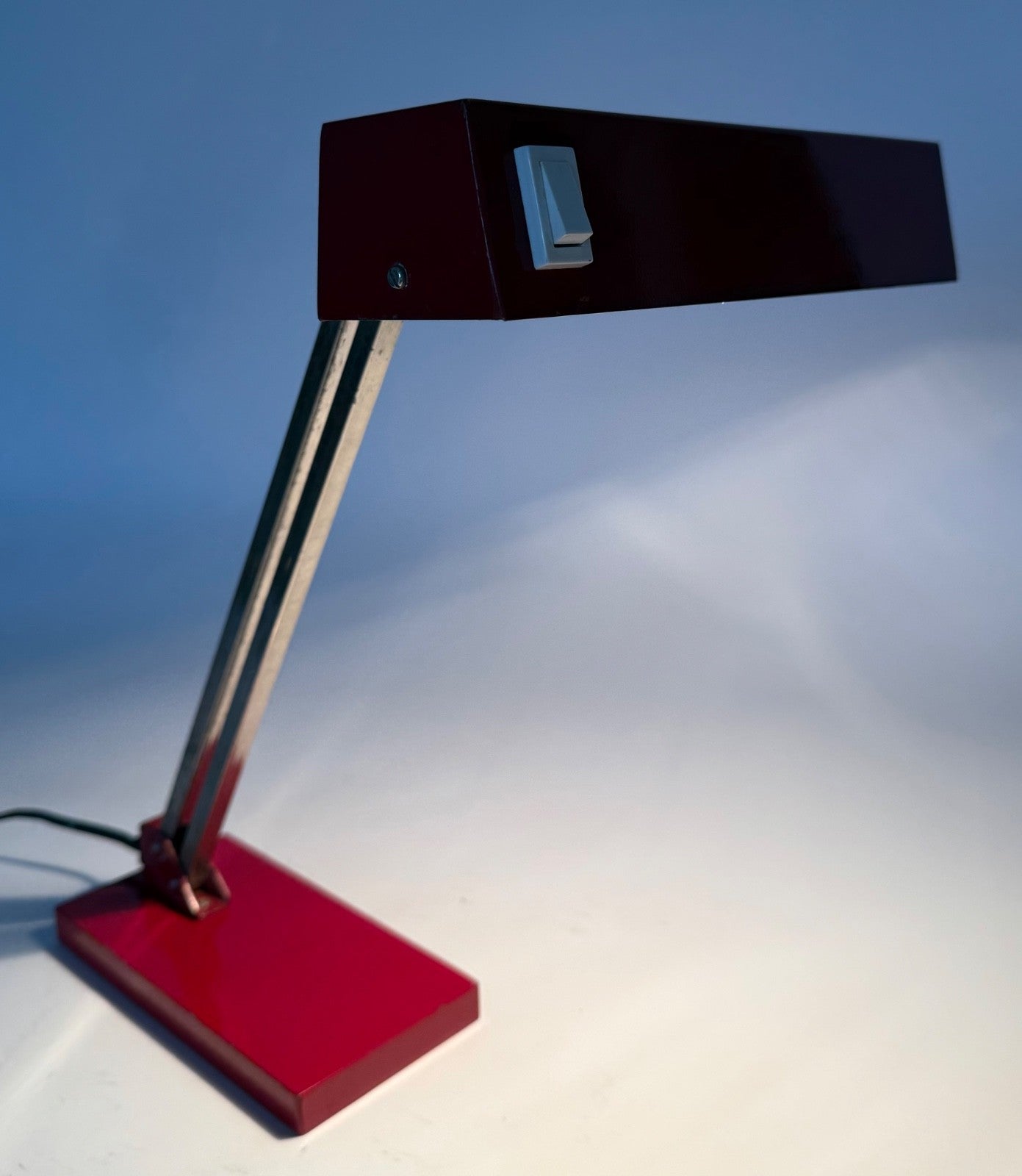 Vintage Pfaffle Desk Lamp 1950s German Mid-Century Adjustable Red Metal Chrome9