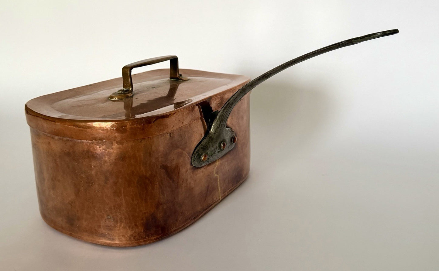 Antique French copper daubière braisière dovetailed handmade 19thC2