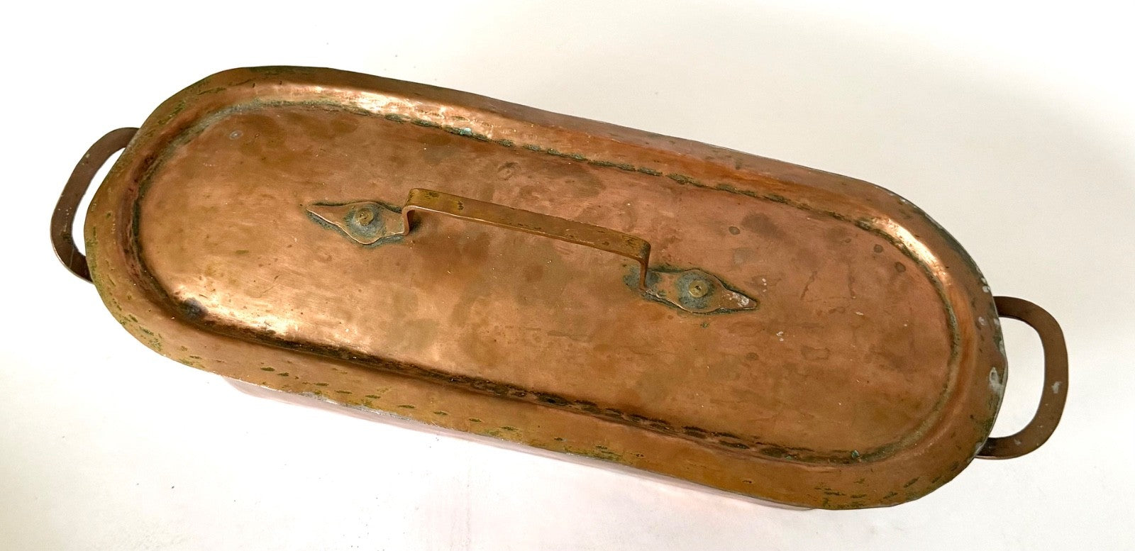 Antique French copper fish kettle/steamer/poacher/windowsill planter 19thC4