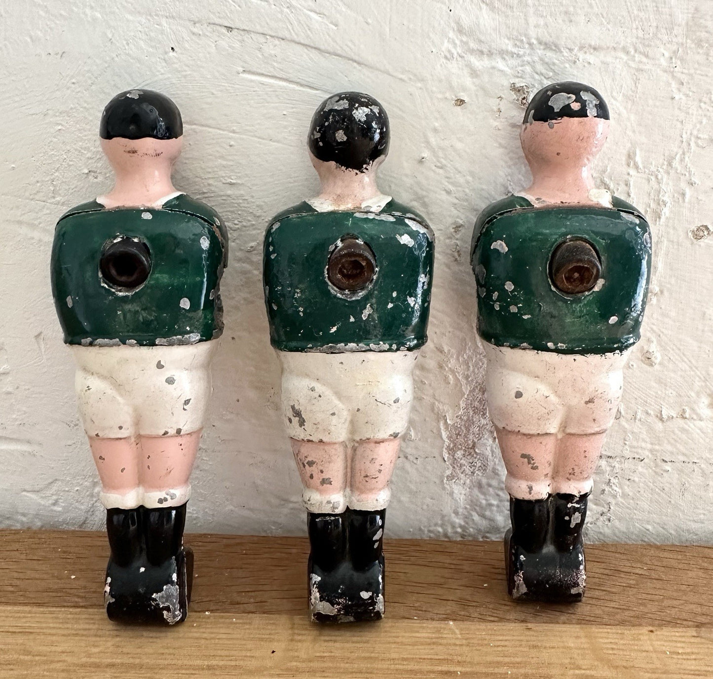 Three Vintage Table Football Players Figures Babyfoot French 1950s Hand Painted1