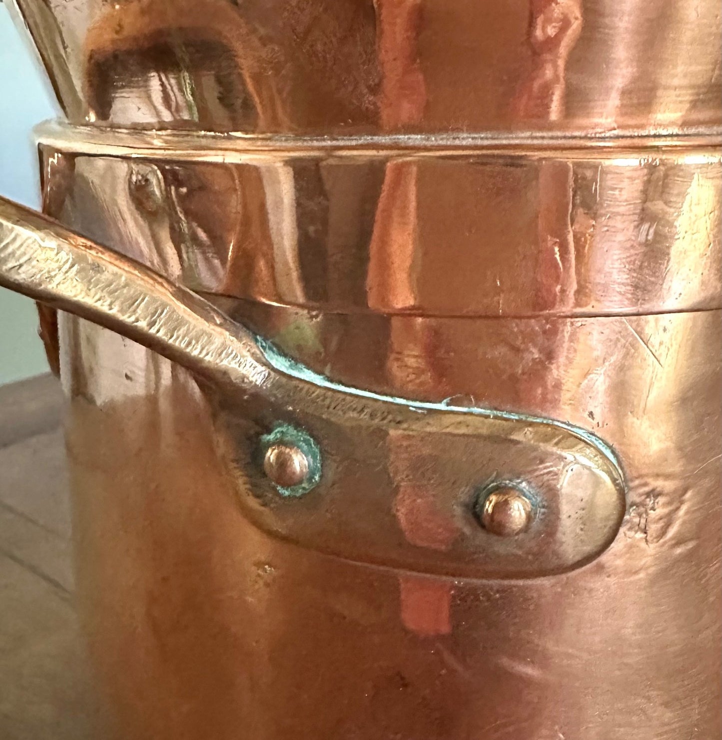 Antique French copper braisière 18thC daubière 41cm dovetail roasting pan5