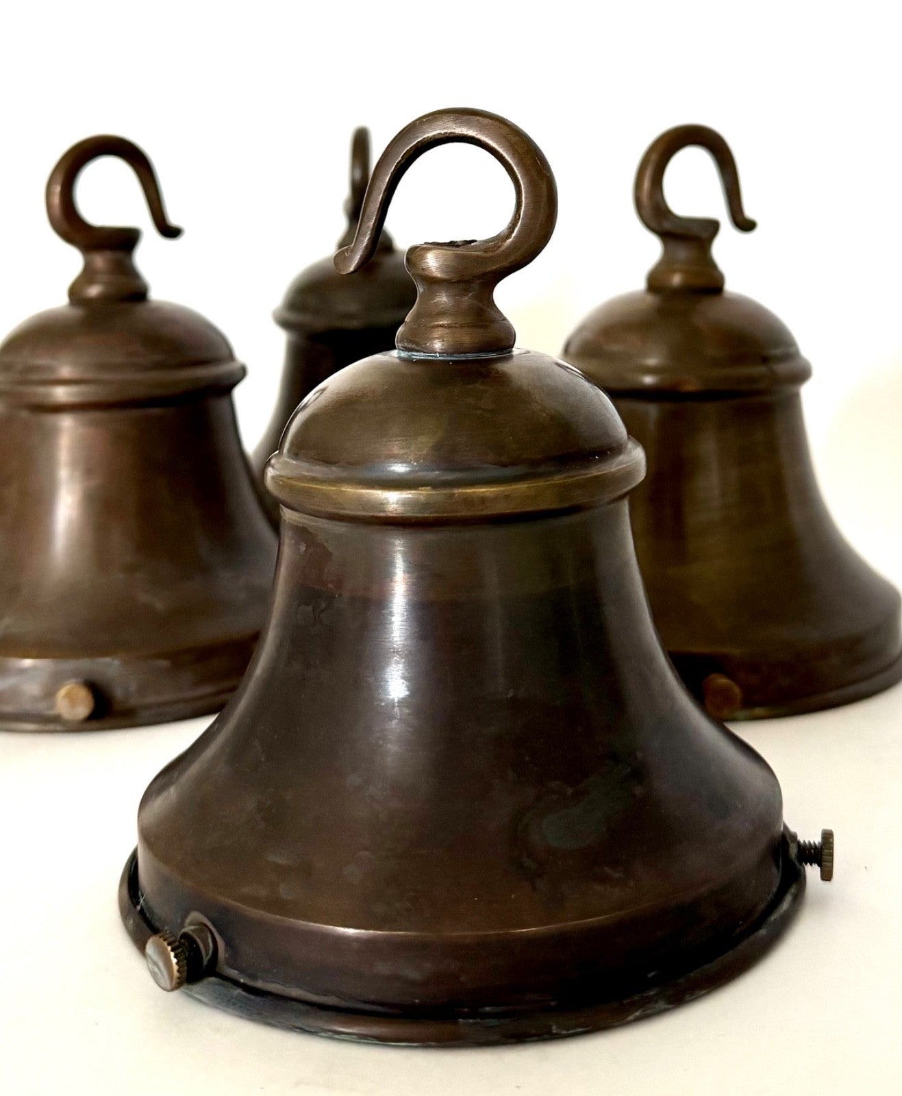 Antiqued brass vintage style gallery opalines glass light shades 1011cm bell5