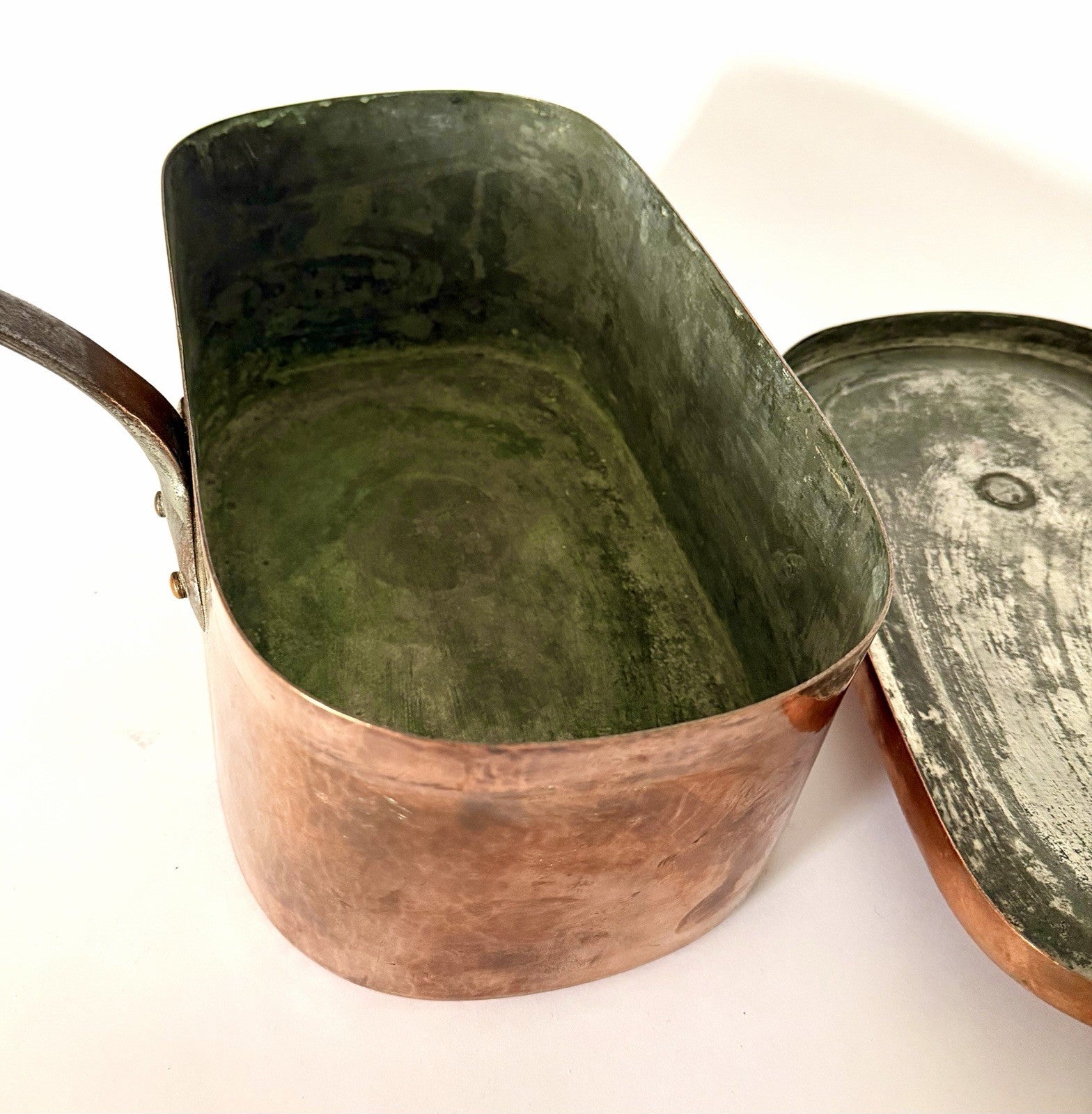 Antique French copper daubière braisière dovetailed handmade 19thC12