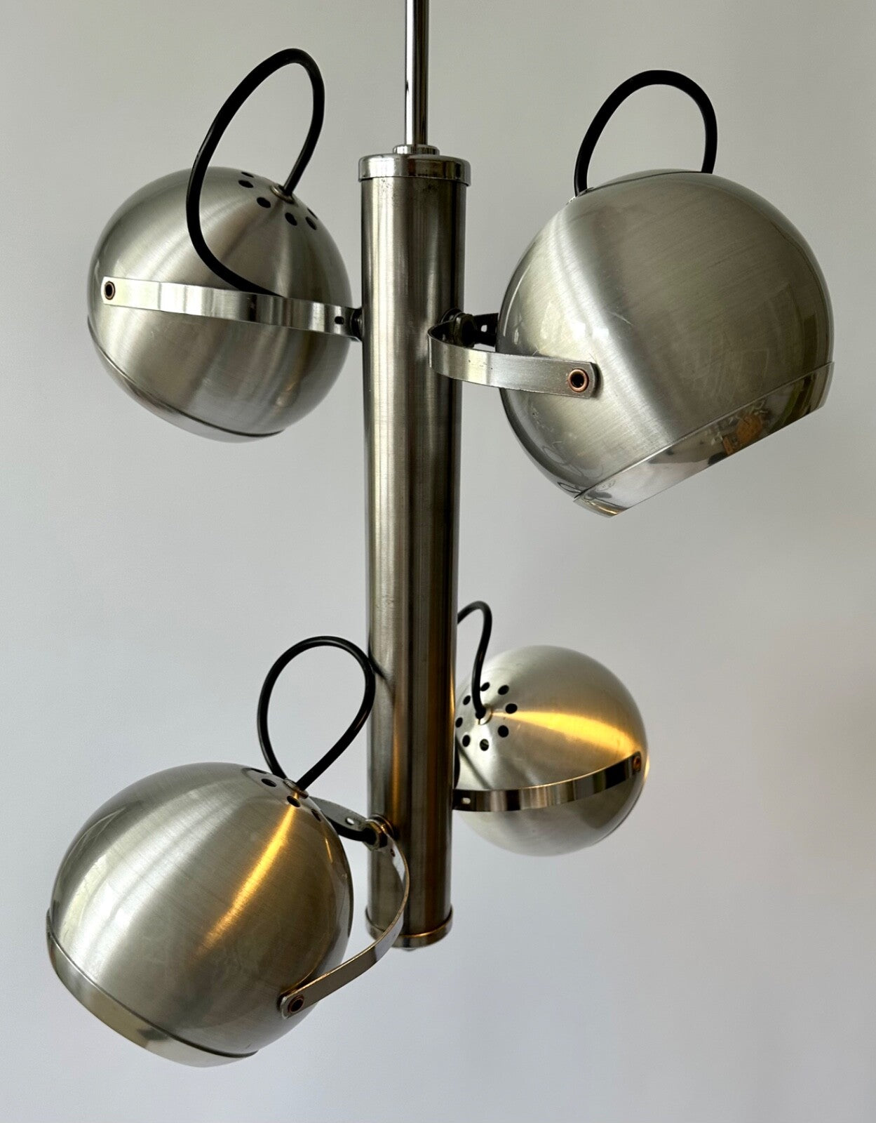 Vintage Space Age Eyeball Ceiling Pendant Lamp Lights Spun Aluminium 70s1