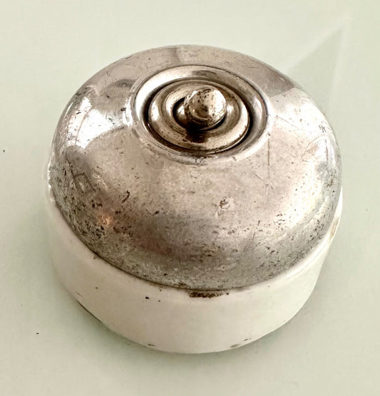 Vintage Ceramic & Polished Aluminium Light Switch Dolly Toggle Deco 4Pole0