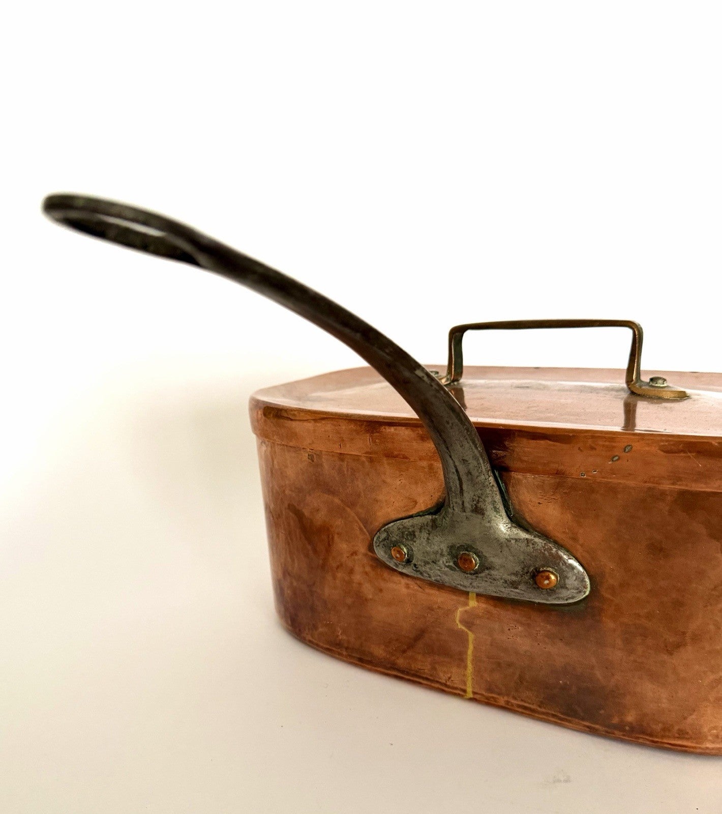 Antique French copper daubière braisière dovetailed handmade 19thC4
