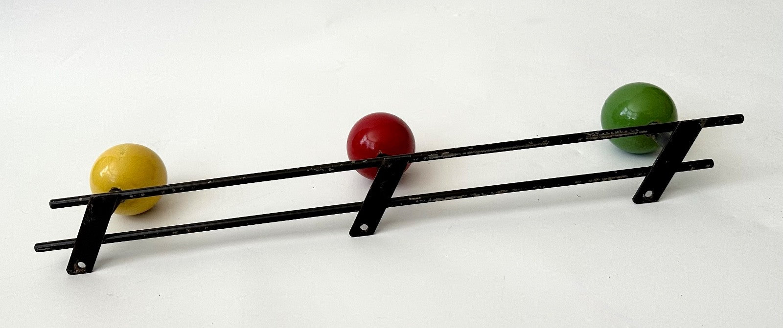 Original vintage row of 3 atomic Sputnik coat hooks pegs midcentury 60s French2