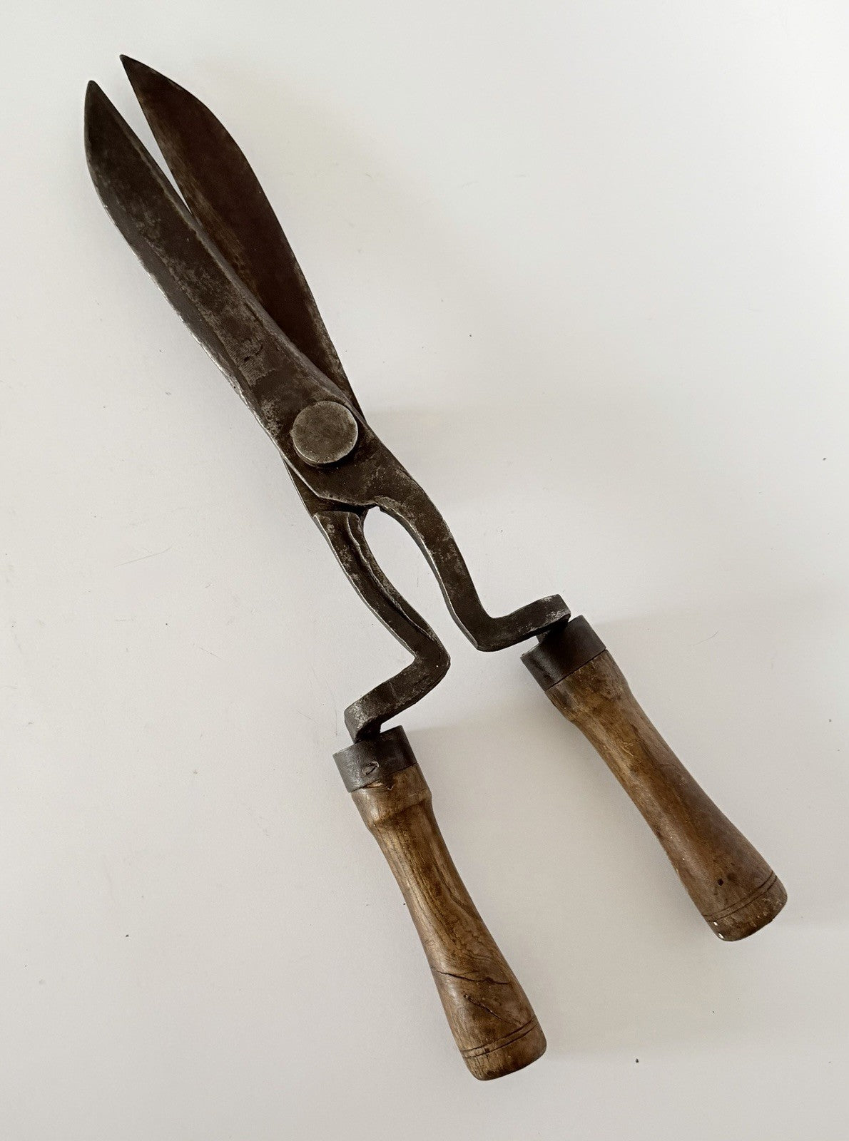 Large Antique French Garden Shears Hedge Trimmers Wood Steel4