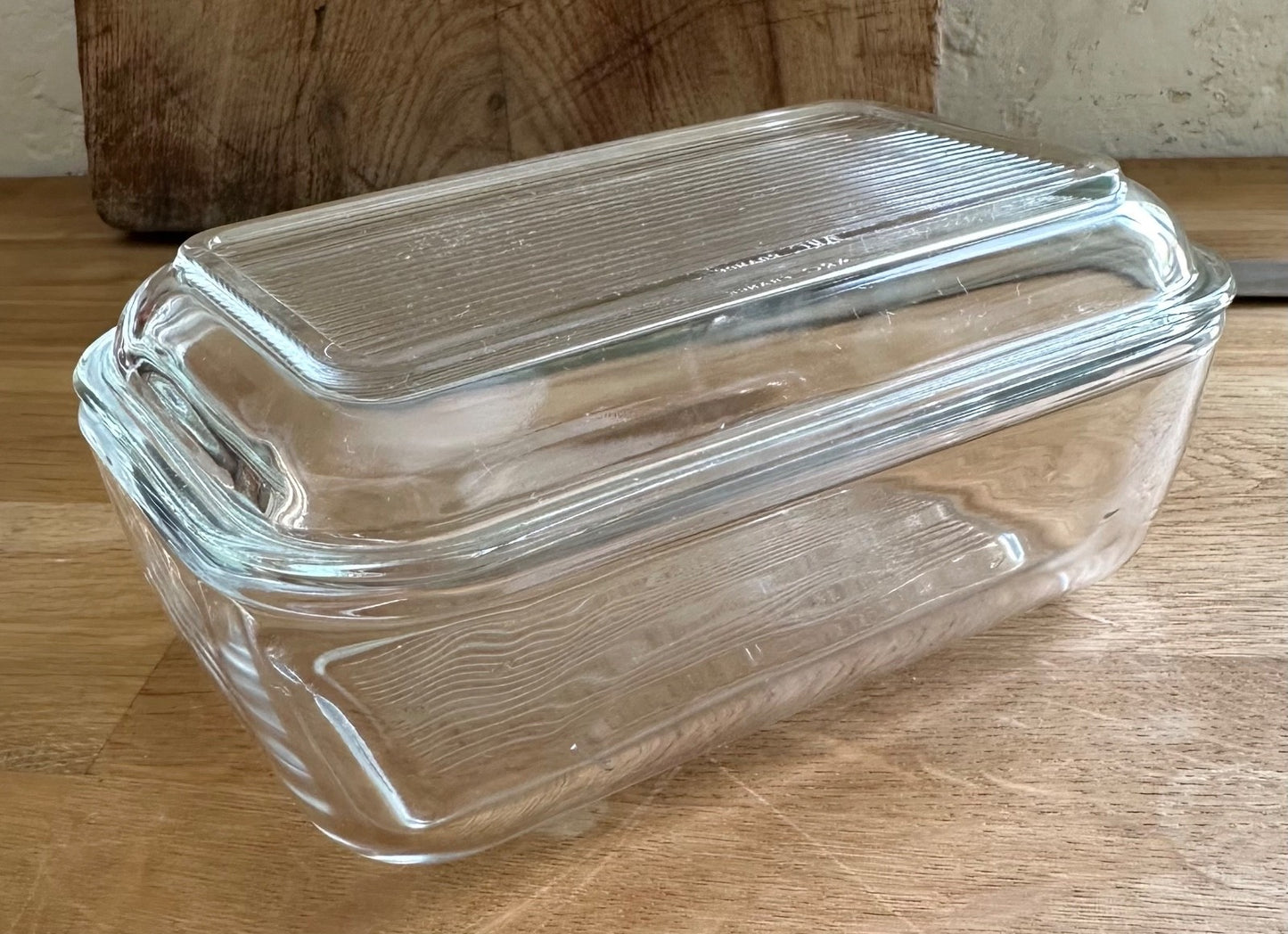 Vintage French Arc Pyrex Heavy Glass Butter Dish with Lid 1960s0