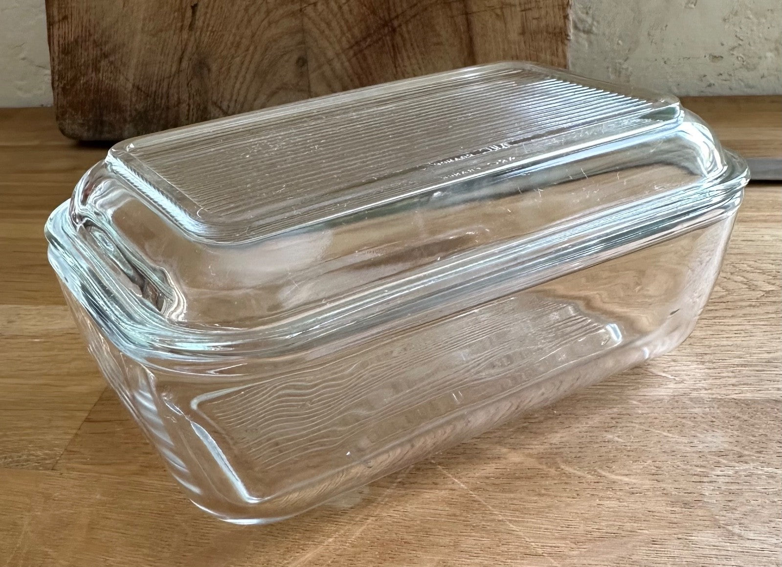 Vintage French Arc Pyrex Heavy Glass Butter Dish with Lid 1960s0
