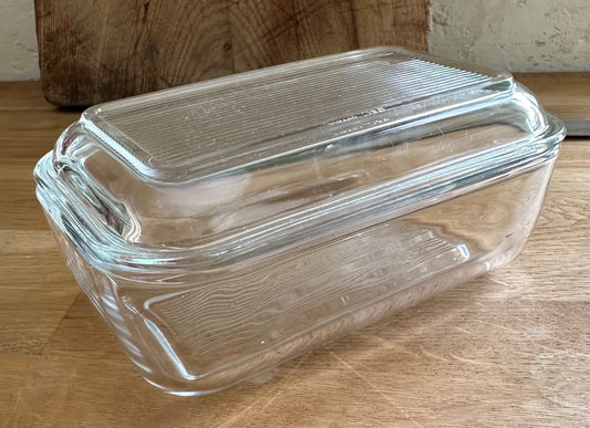Vintage French Arc Pyrex Heavy Glass Butter Dish with Lid 1960s0