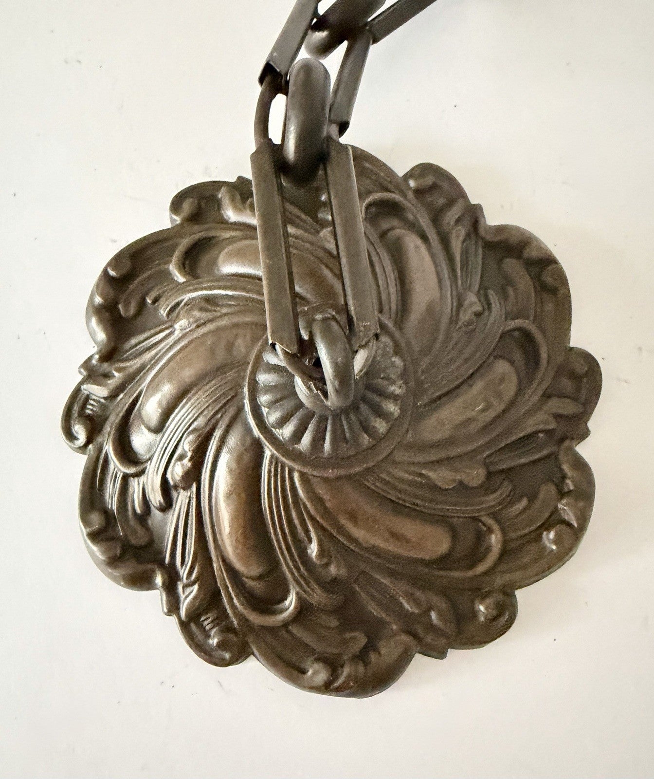 Antique French Frosted Faceted Glass Lantern Ceiling Light Chain & Rose Wired10
