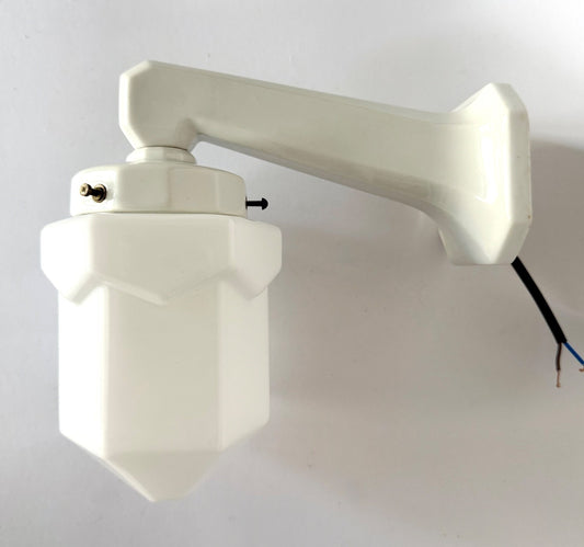 Original French Deco style vintage ceramic wall light sconce porcelain & opaline0