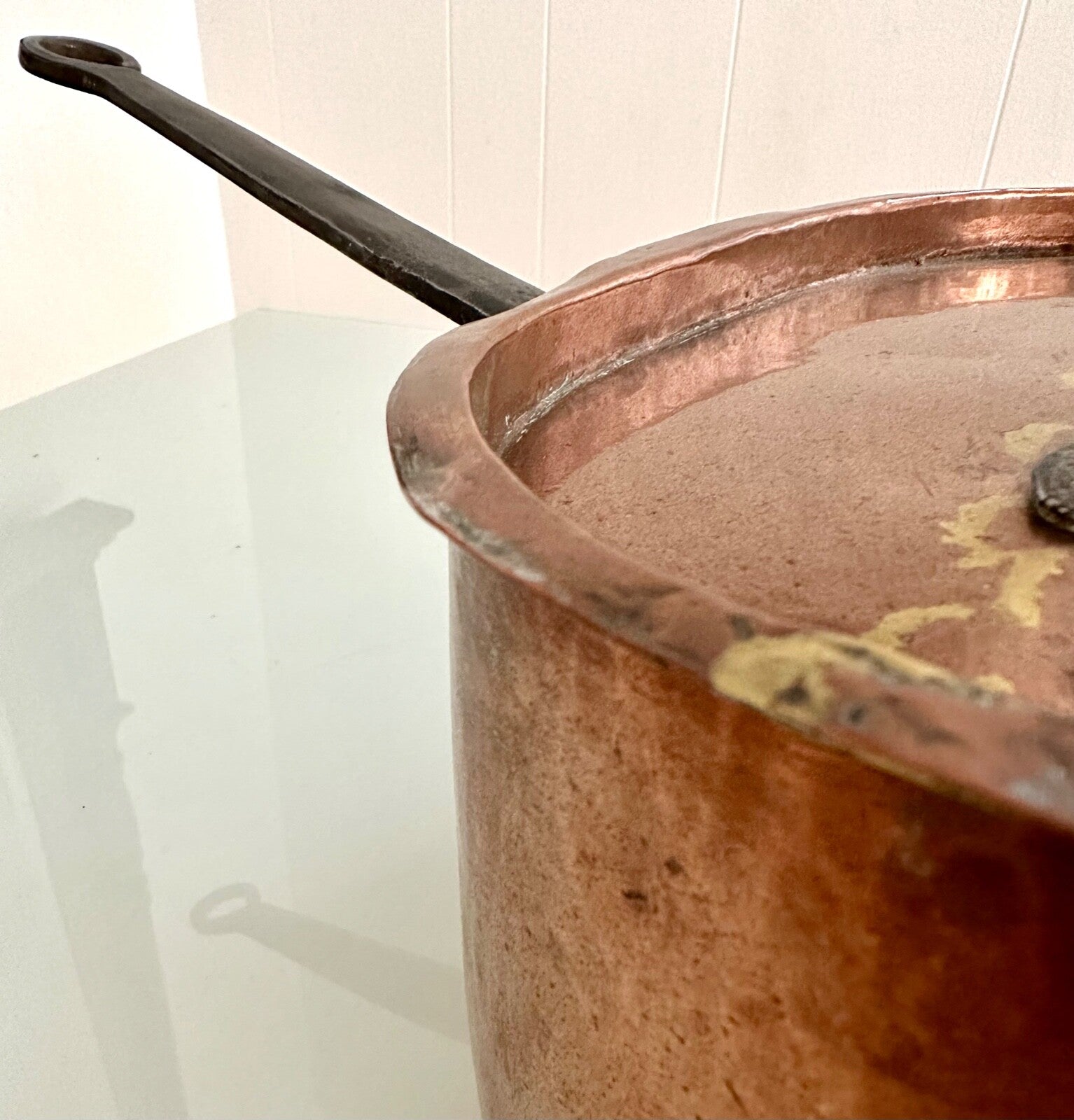 Antique 18thC handmade French copper daubière braisière casserole Dutch oven b11