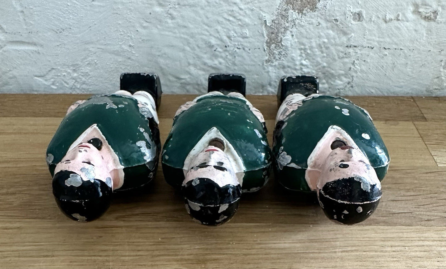 Three Vintage Table Football Players Figures Babyfoot French 1950s Hand Painted4