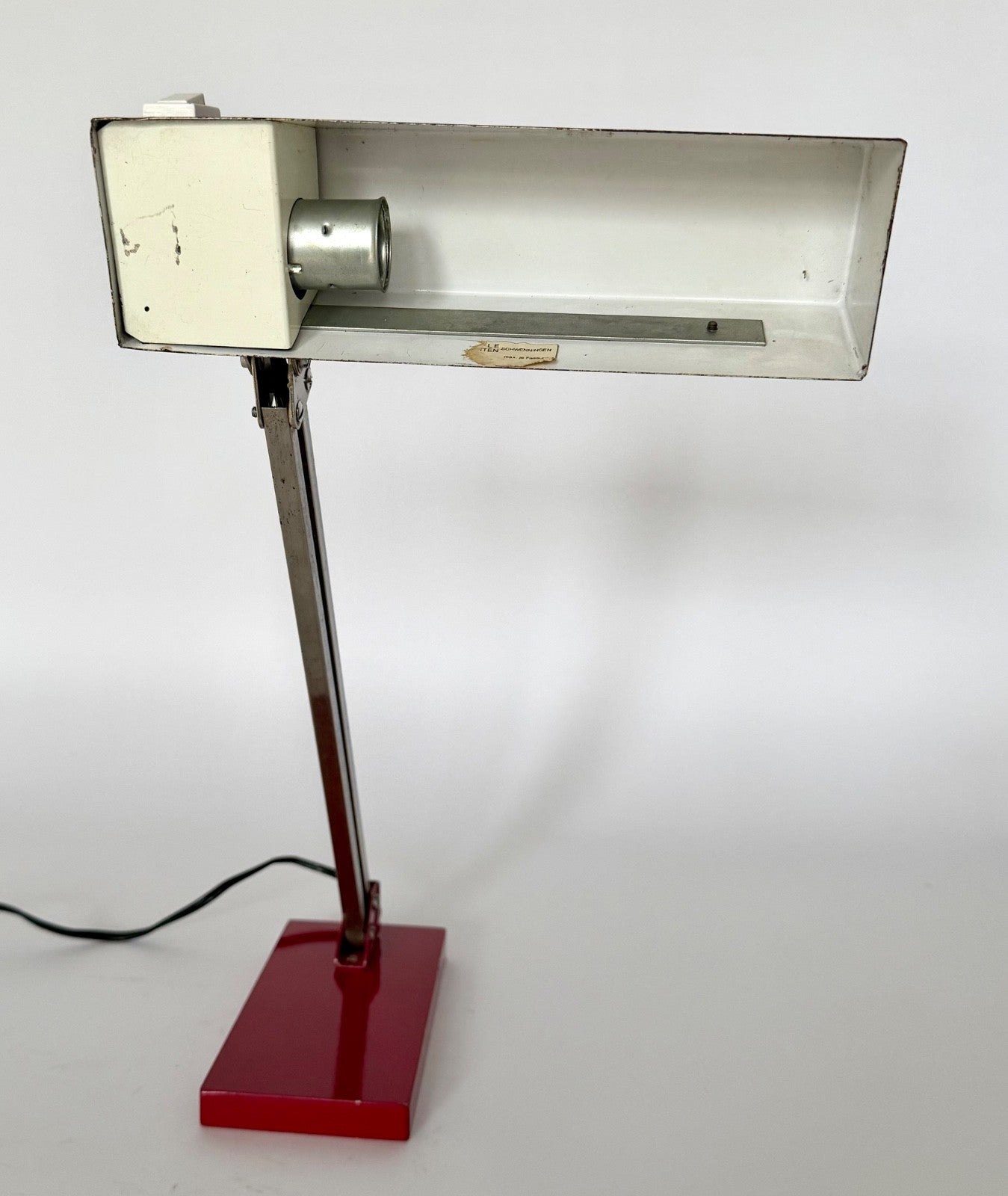 Vintage Pfaffle Desk Lamp 1950s German Mid-Century Adjustable Red Metal Chrome10