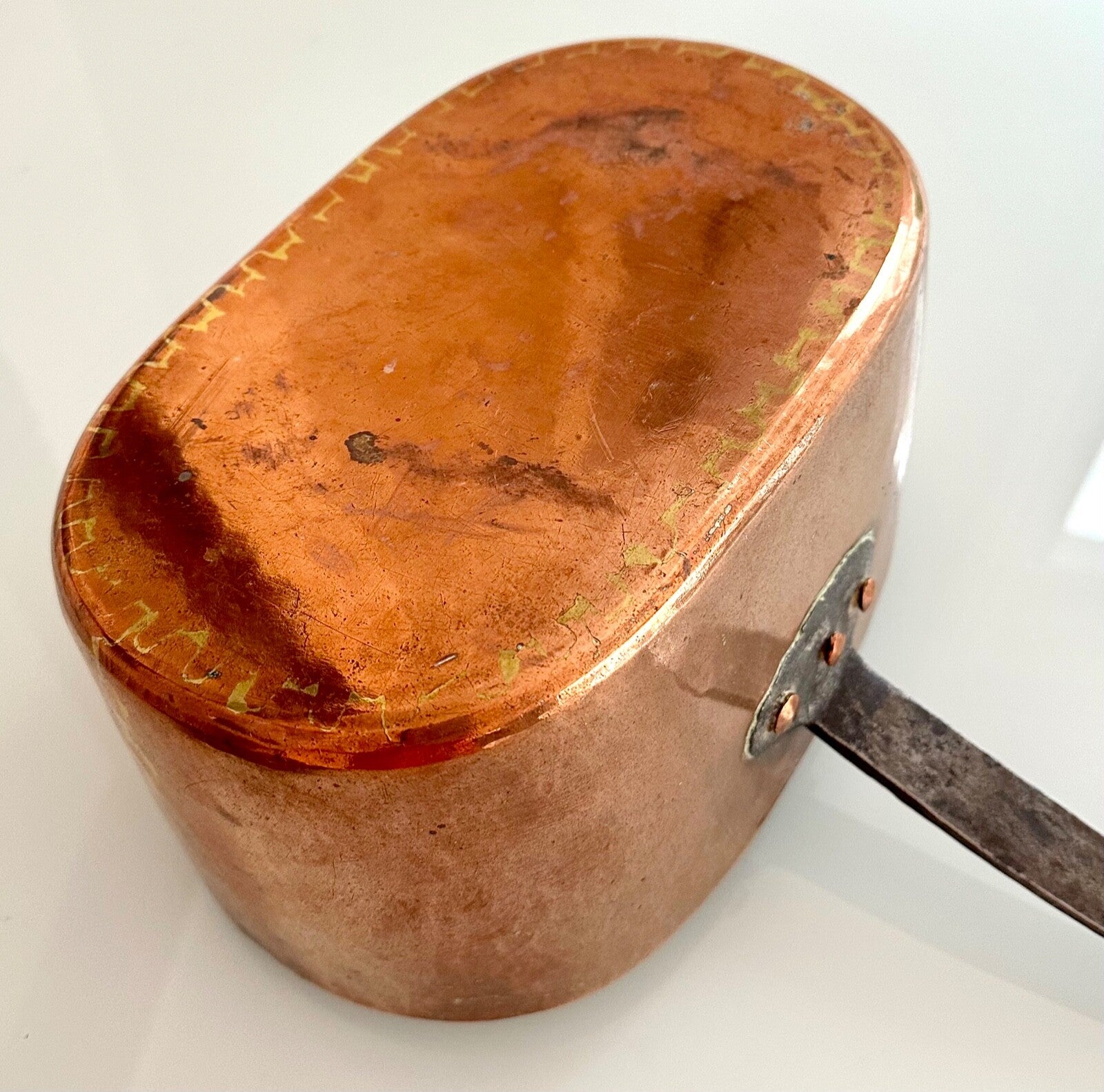 Antique 18thC handmade French copper daubière braisière casserole Dutch oven b7