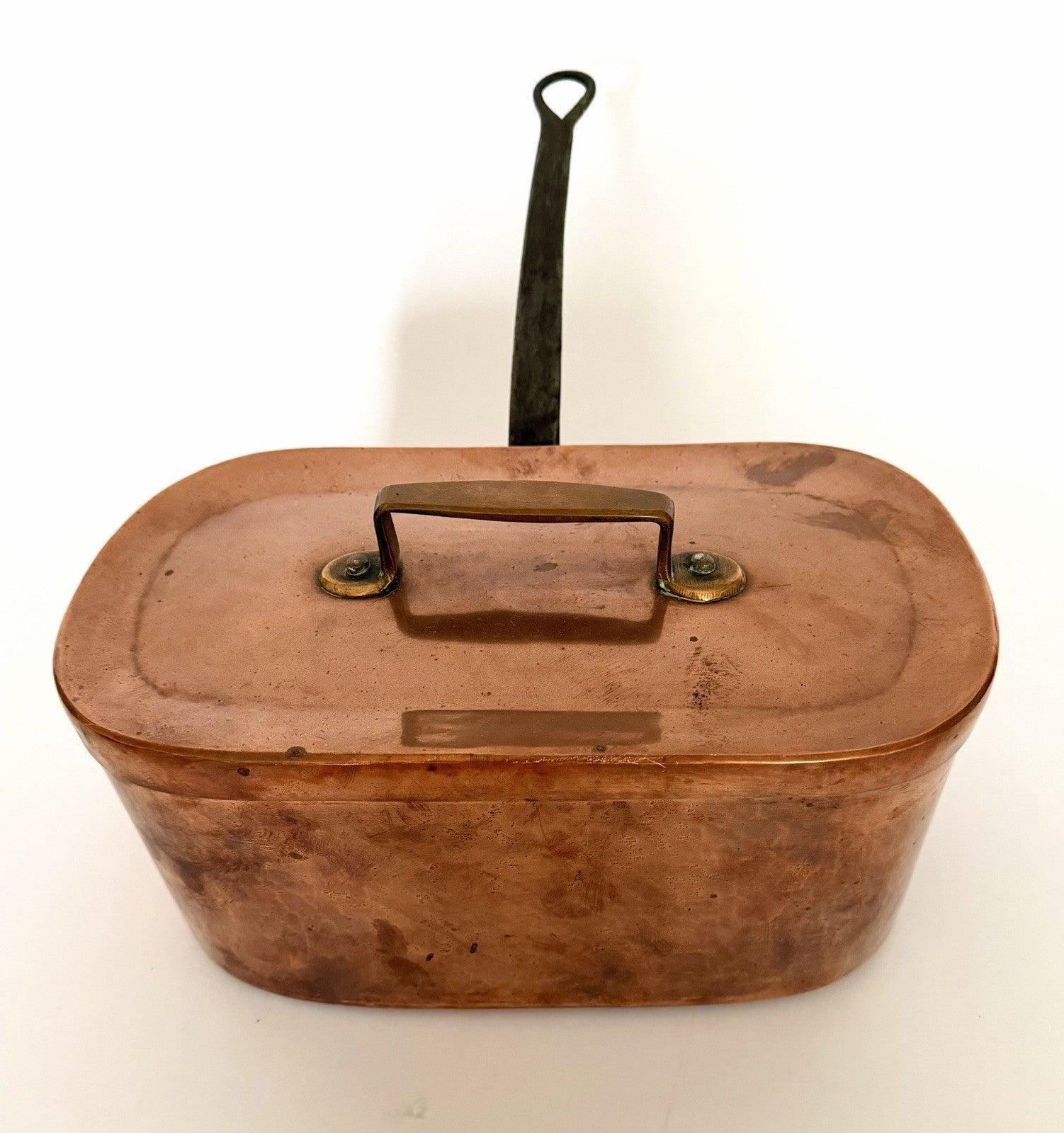 Antique French copper daubière braisière dovetailed handmade 19thC7