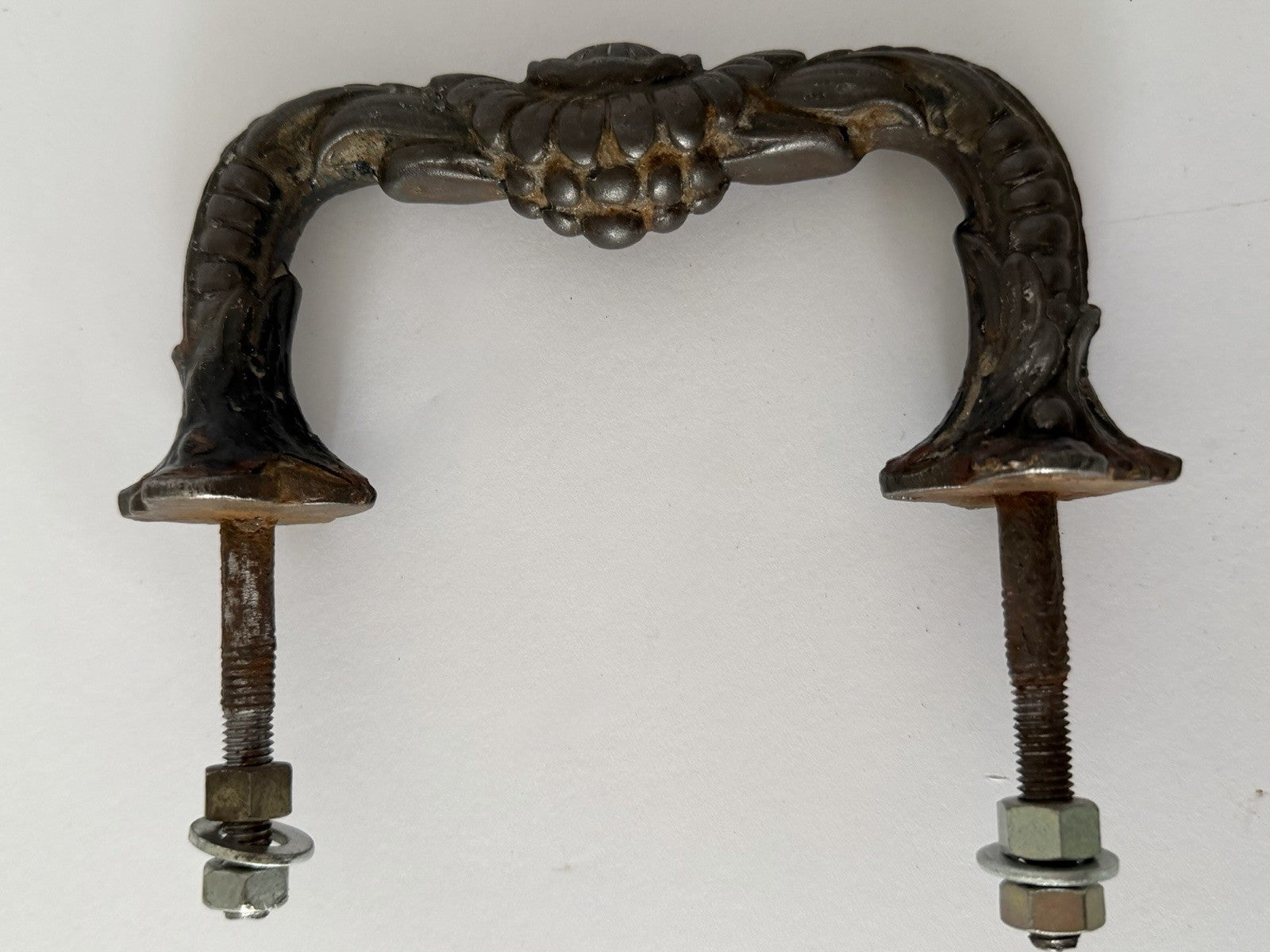 Antique Cast Iron Door Pull Handle Ornate French 19th Century Original3