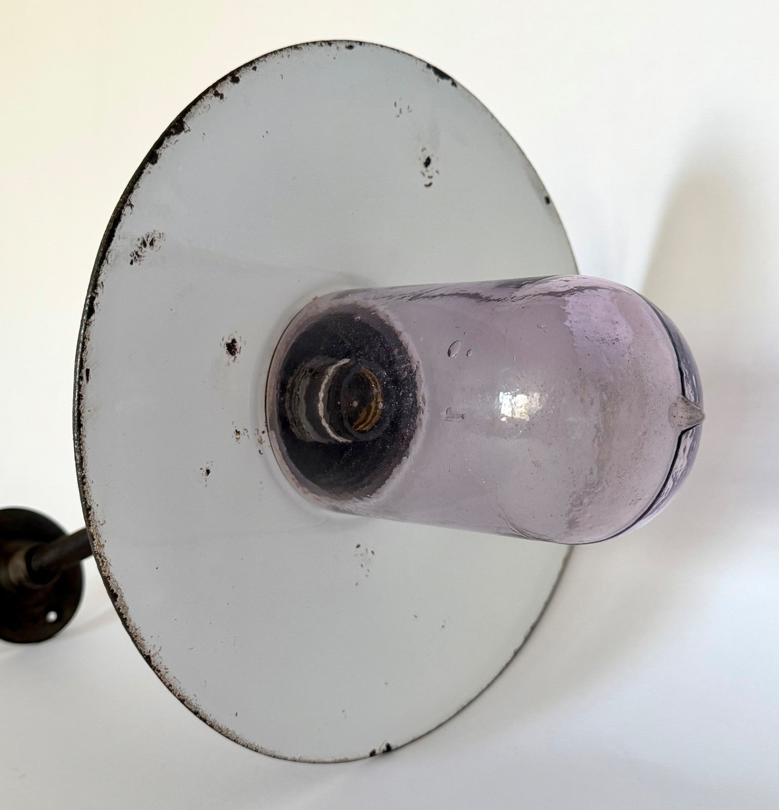 Vintage French swan neck outdoor courtyard light enamel cast iron rewired black2