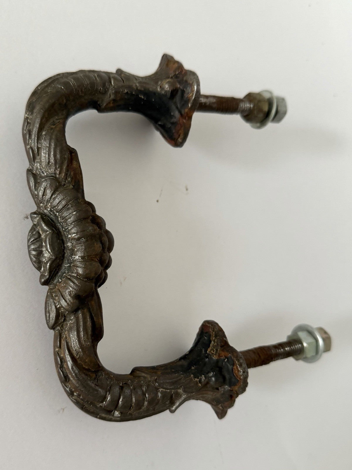 Antique Cast Iron Door Pull Handle Ornate French 19th Century Original0