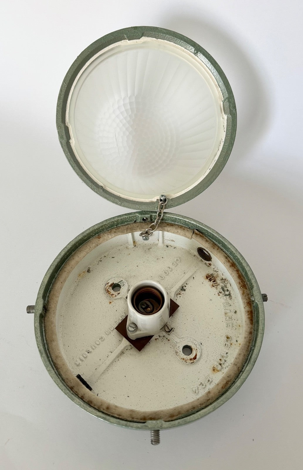 Vintage Holophane industrial ceiling wall light sconce refurbished glass metal4