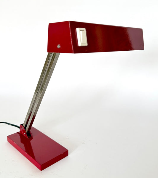 Vintage Pfaffle Desk Lamp 1950s German Mid-Century Adjustable Red Metal Chrome0