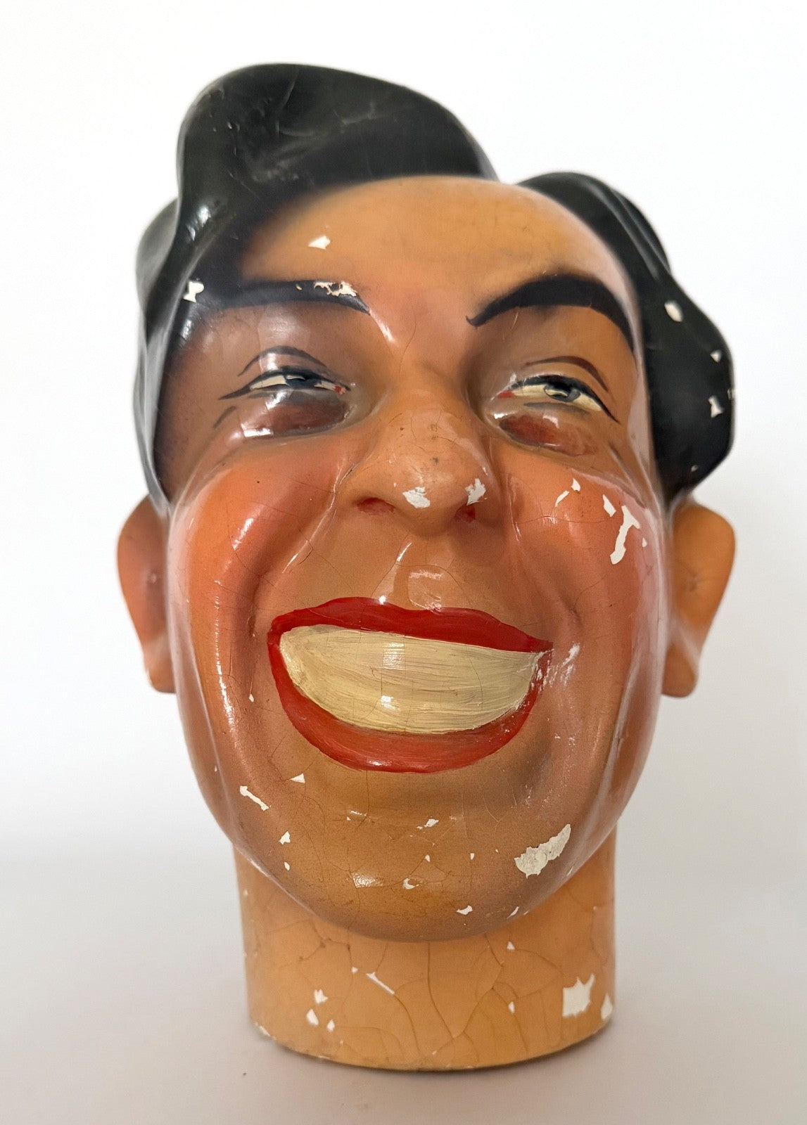 1930s French Shop Dummy Mannequin Head Male Hand Painted Papier Maché5
