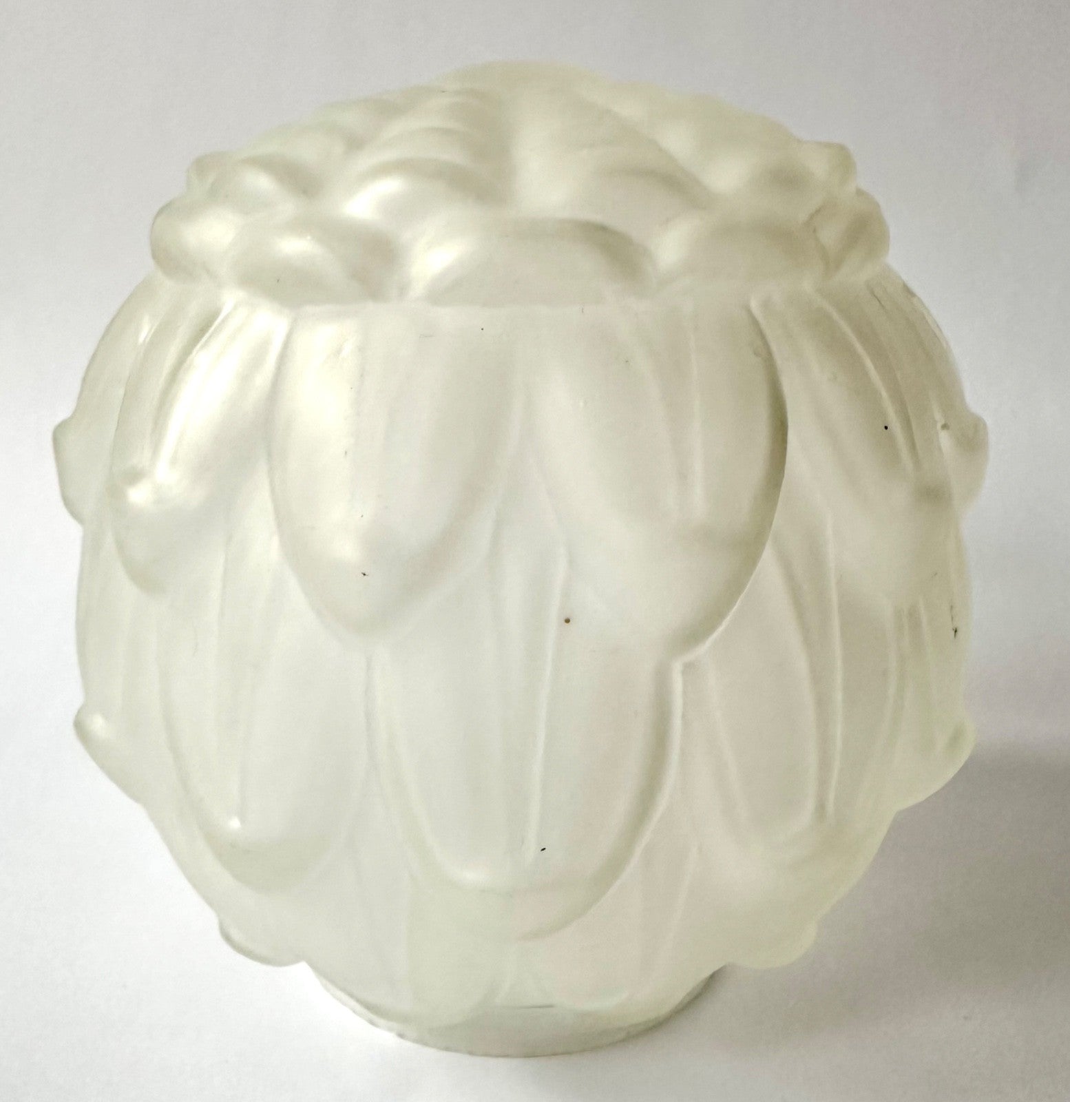 Vintage original French glass ceiling light shade sculpted globe + fittings 30s5