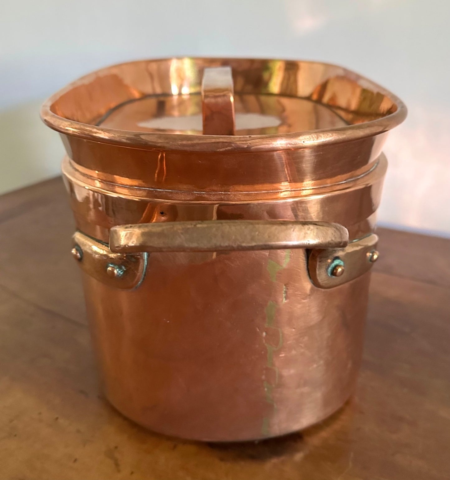 Antique French copper braisière 18thC daubière 41cm dovetail roasting pan4