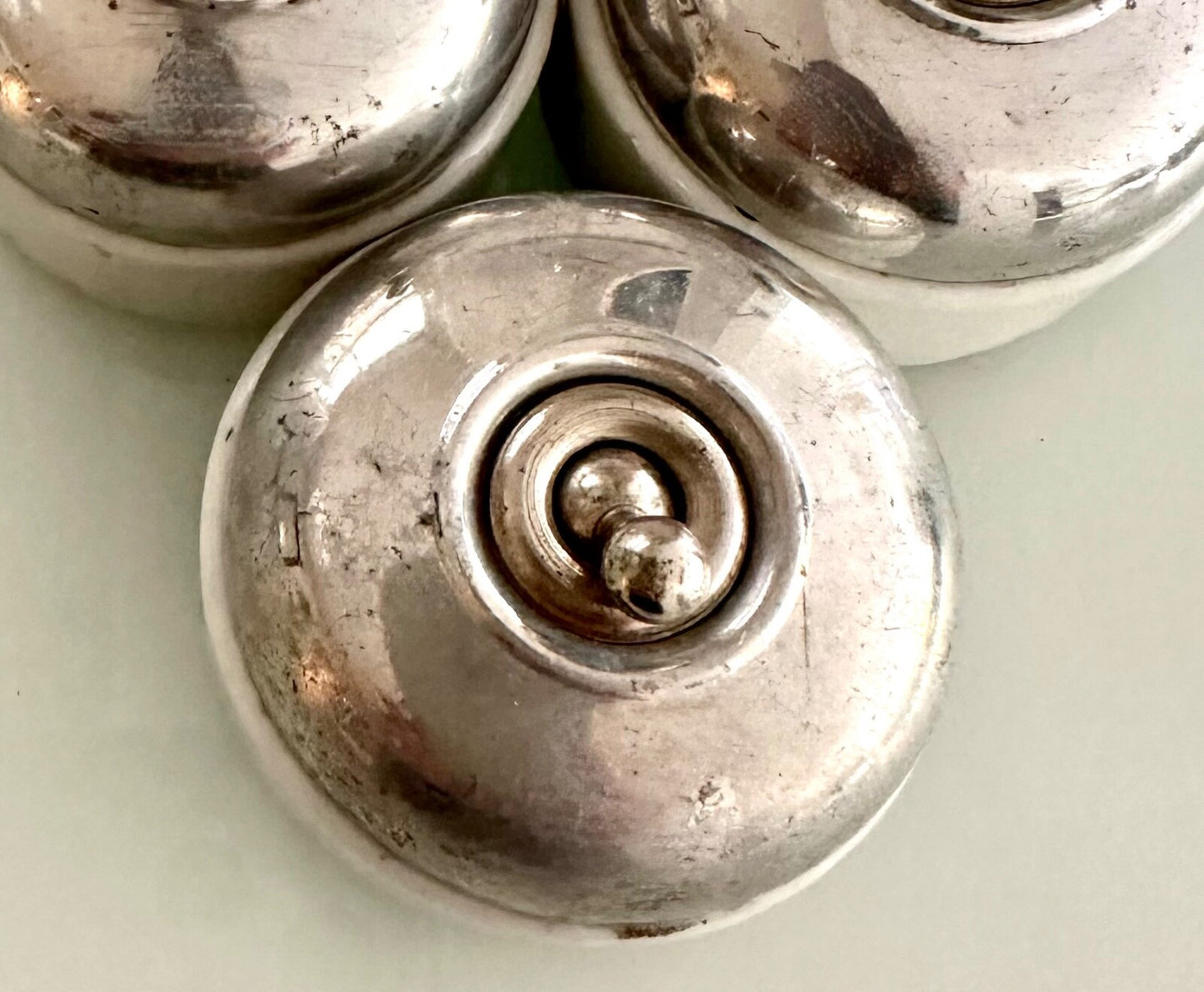 Vintage Ceramic & Polished Aluminium Light Switch Dolly Toggle Deco 4Pole3