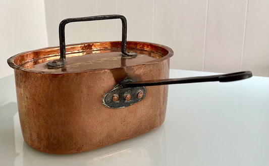 Antique 18thC handmade French copper daubière braisière casserole Dutch oven b0