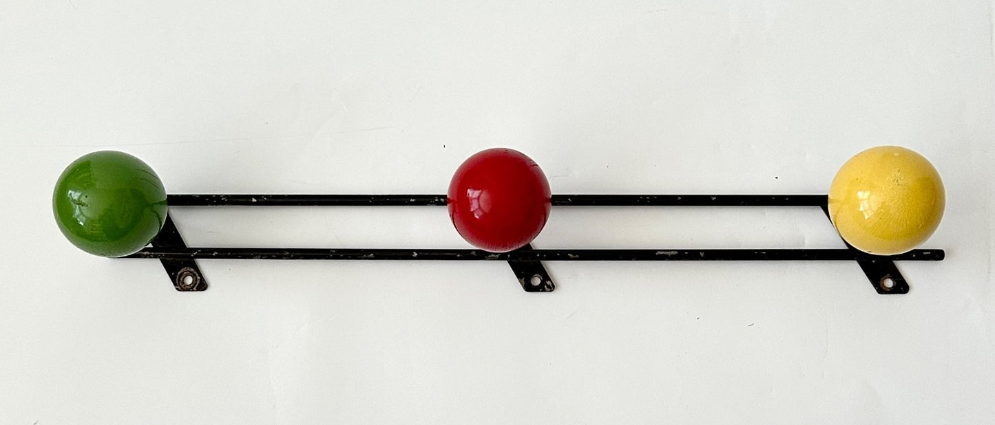 Original vintage row of 3 atomic Sputnik coat hooks pegs midcentury 60s French1