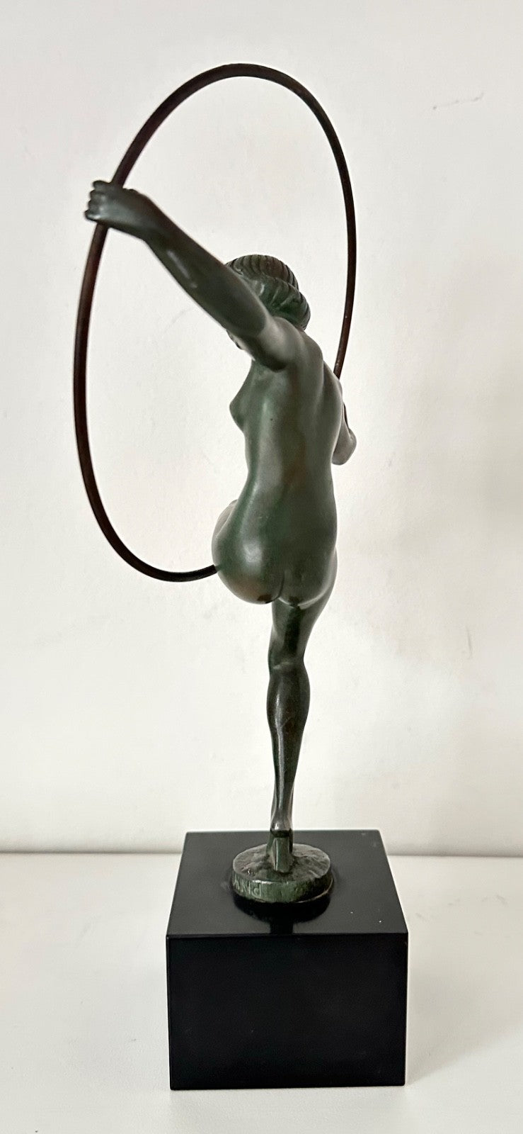 French Art Deco Spelter Sculpture Hoop Girl Marcel Bouraine 1930s Statuette2